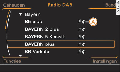 DAB-zenderlijst bij ontvangstonderbreking